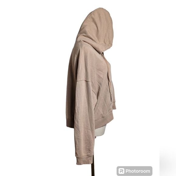 American Eagle Tan Cropped Hoodie Sweatshirt - Picture 2 of 6